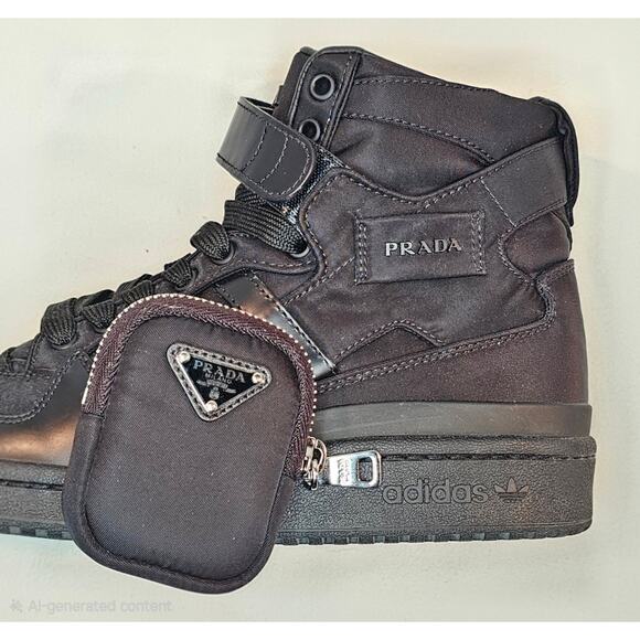 Adidas x Prada Men's US 6 Forum High Prada Core Black - Picture 12 of 16